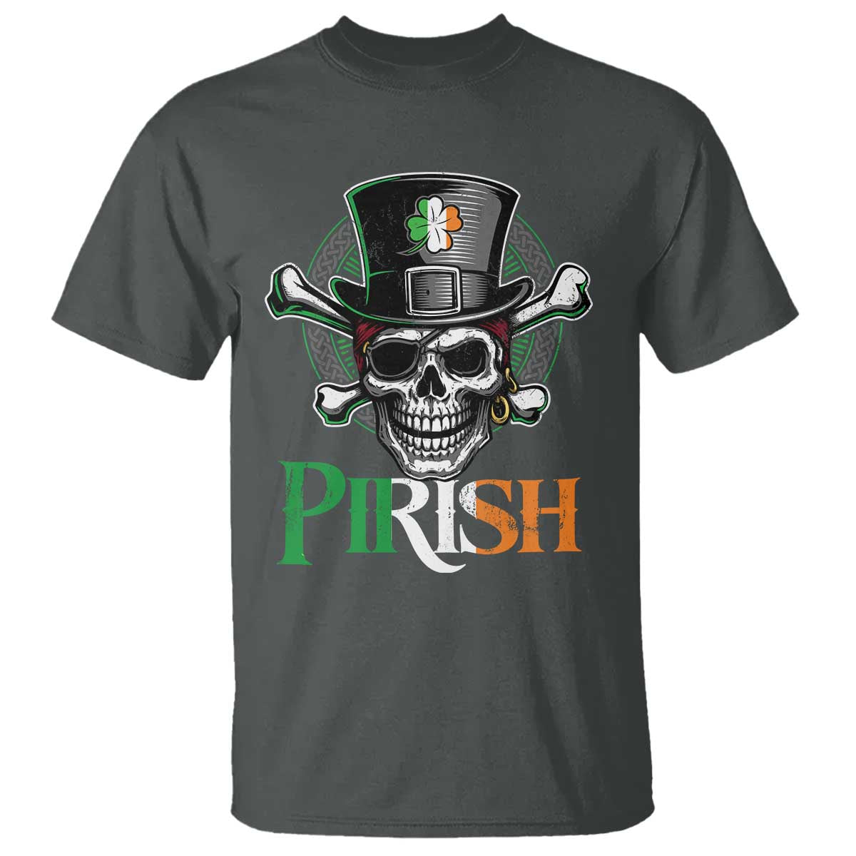 Funny St Patricks Day Pirate T Shirt Pirish Vintage Irish Pirate Skull