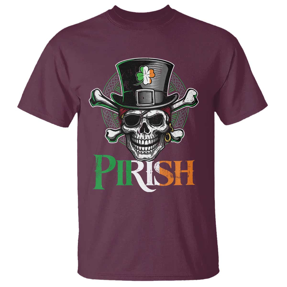 Funny St Patricks Day Pirate T Shirt Pirish Vintage Irish Pirate Skull