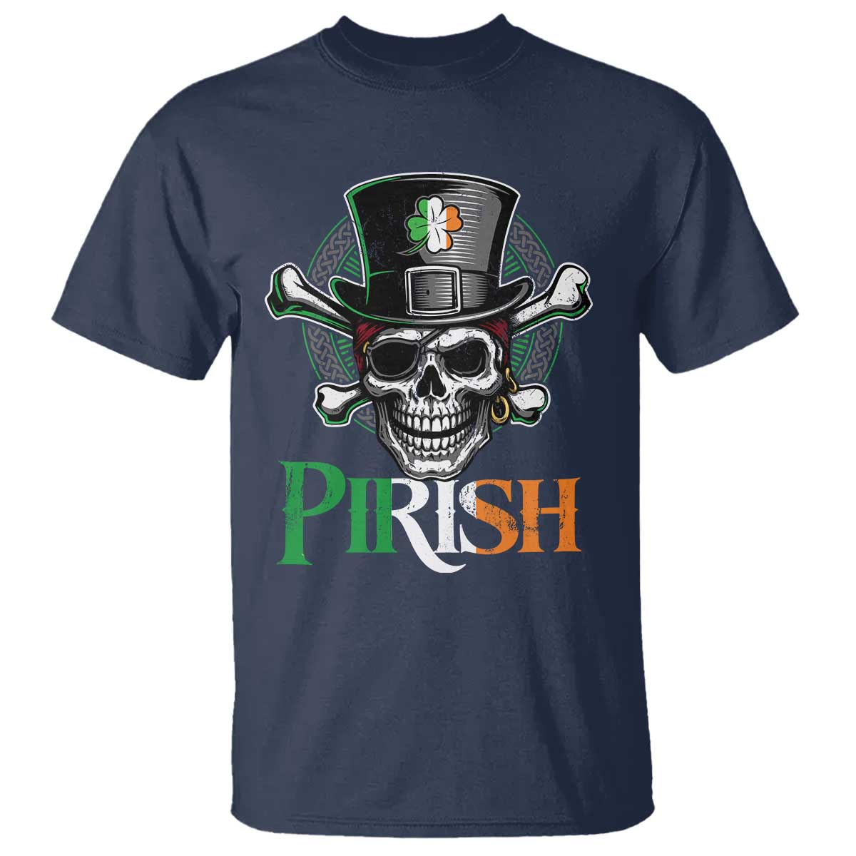 Funny St Patricks Day Pirate T Shirt Pirish Vintage Irish Pirate Skull