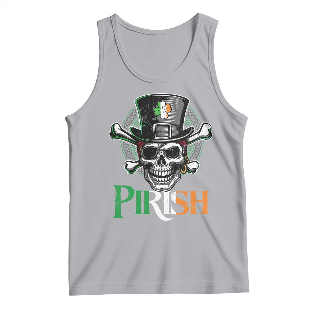 Funny St Patricks Day Pirate Tank Top Pirish Vintage Irish Pirate Skull