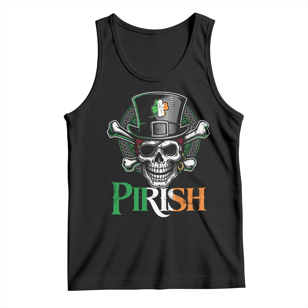 Funny St Patricks Day Pirate Tank Top Pirish Vintage Irish Pirate Skull