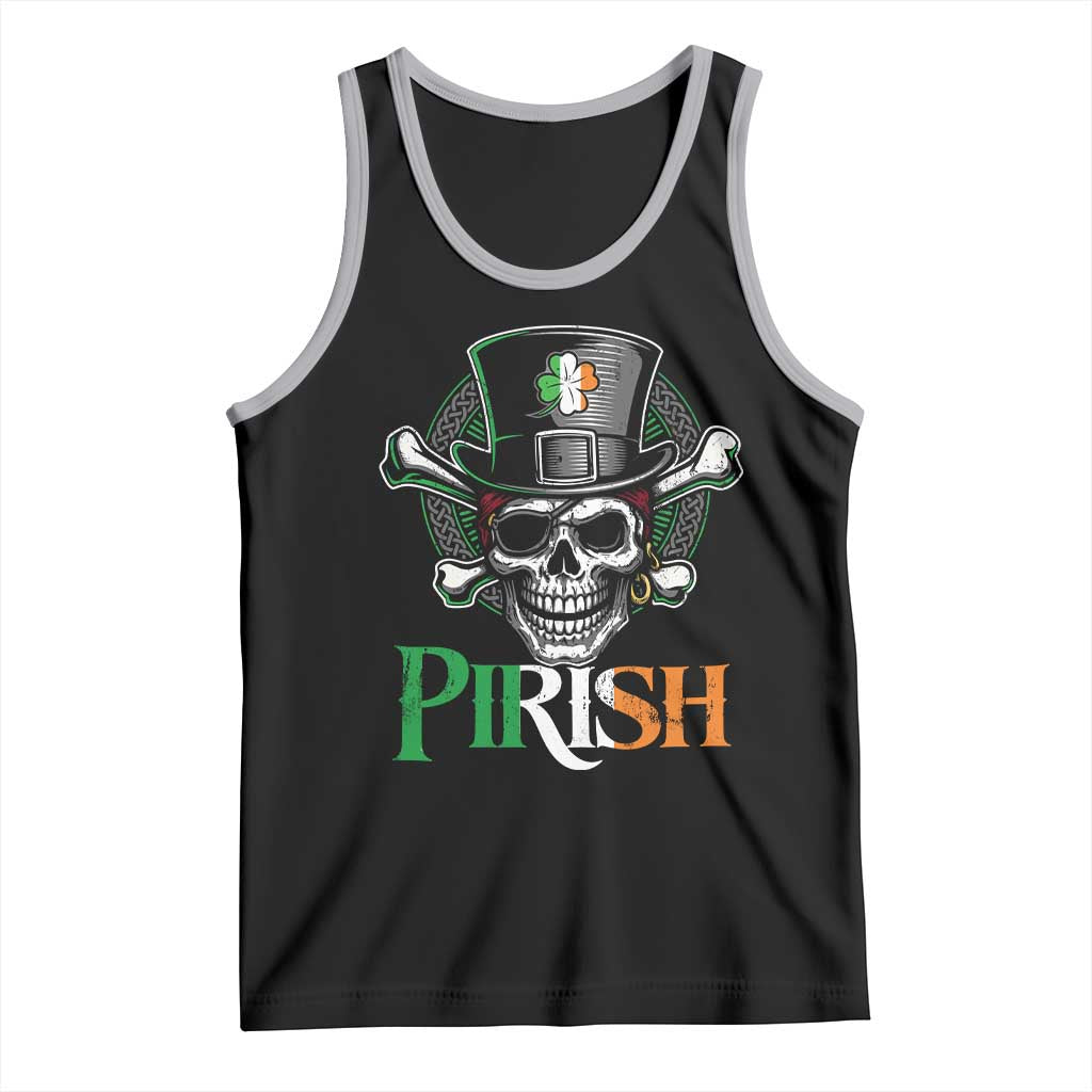 Funny St Patricks Day Pirate Tank Top Pirish Vintage Irish Pirate Skull