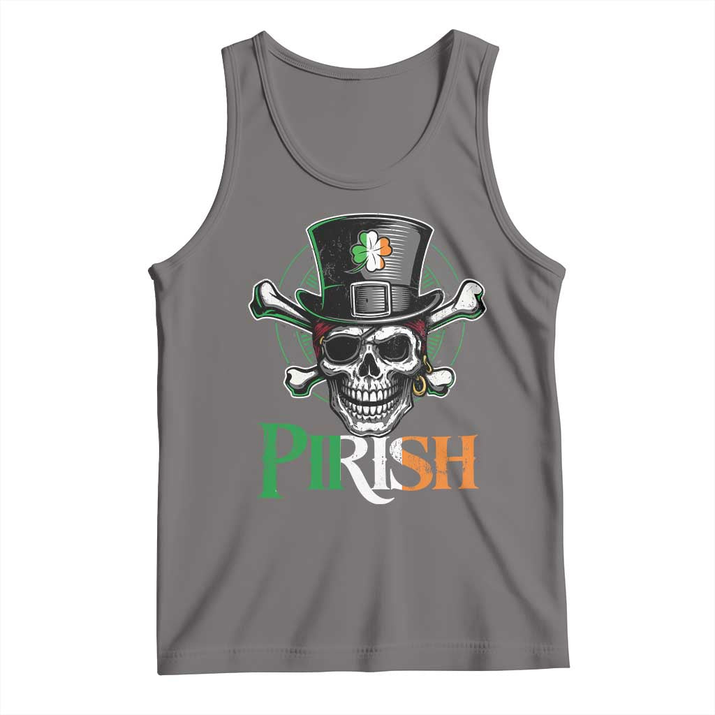Funny St Patricks Day Pirate Tank Top Pirish Vintage Irish Pirate Skull