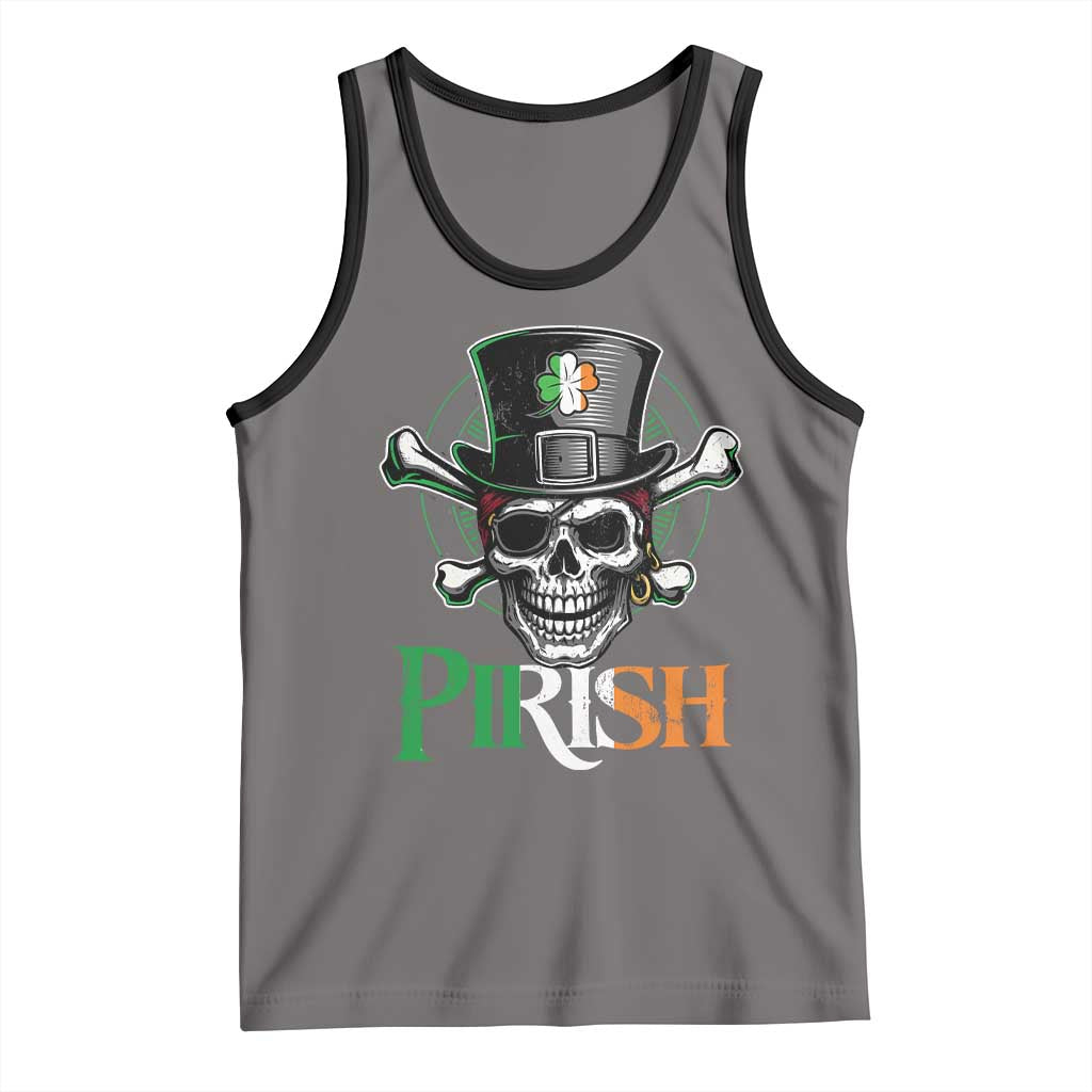 Funny St Patricks Day Pirate Tank Top Pirish Vintage Irish Pirate Skull