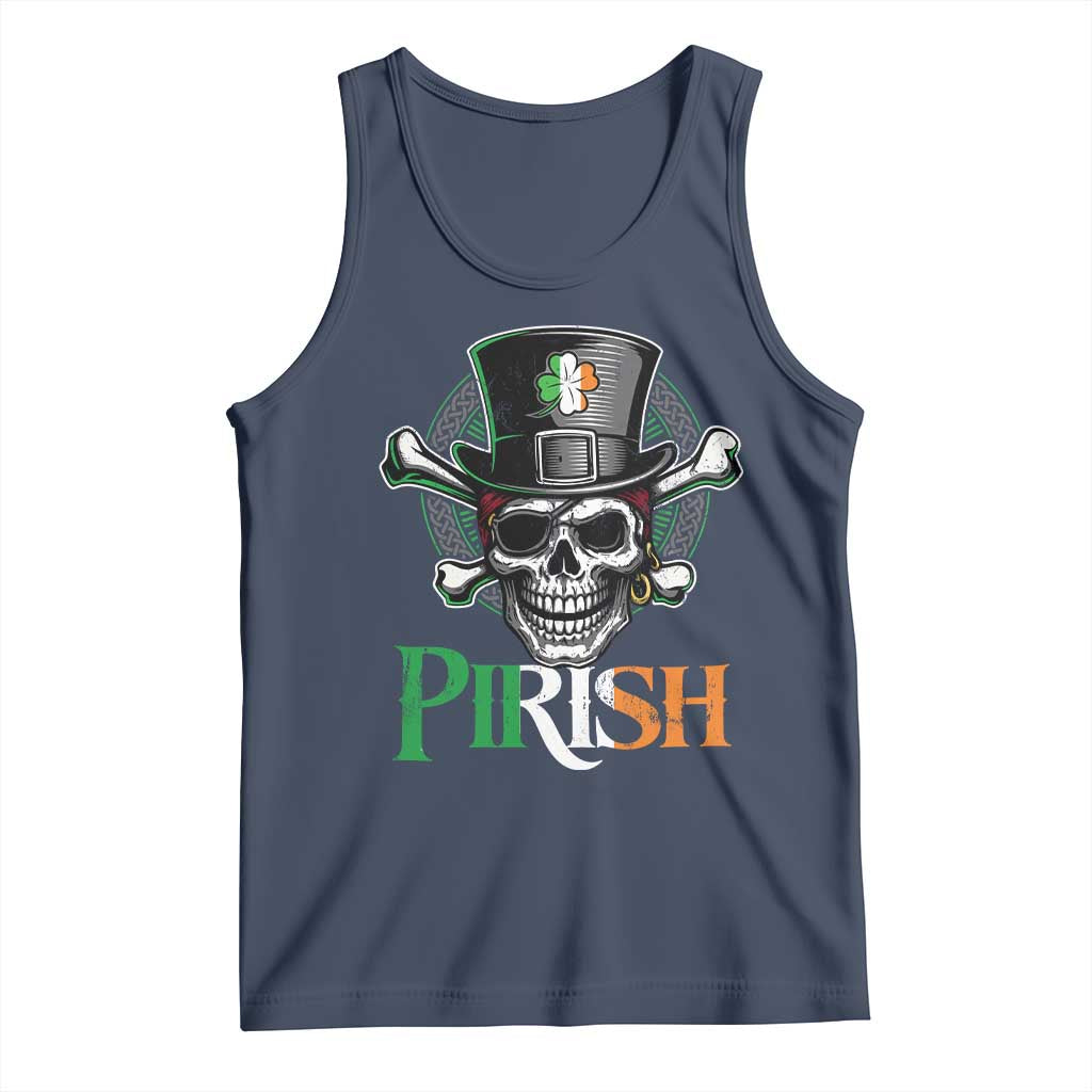 Funny St Patricks Day Pirate Tank Top Pirish Vintage Irish Pirate Skull