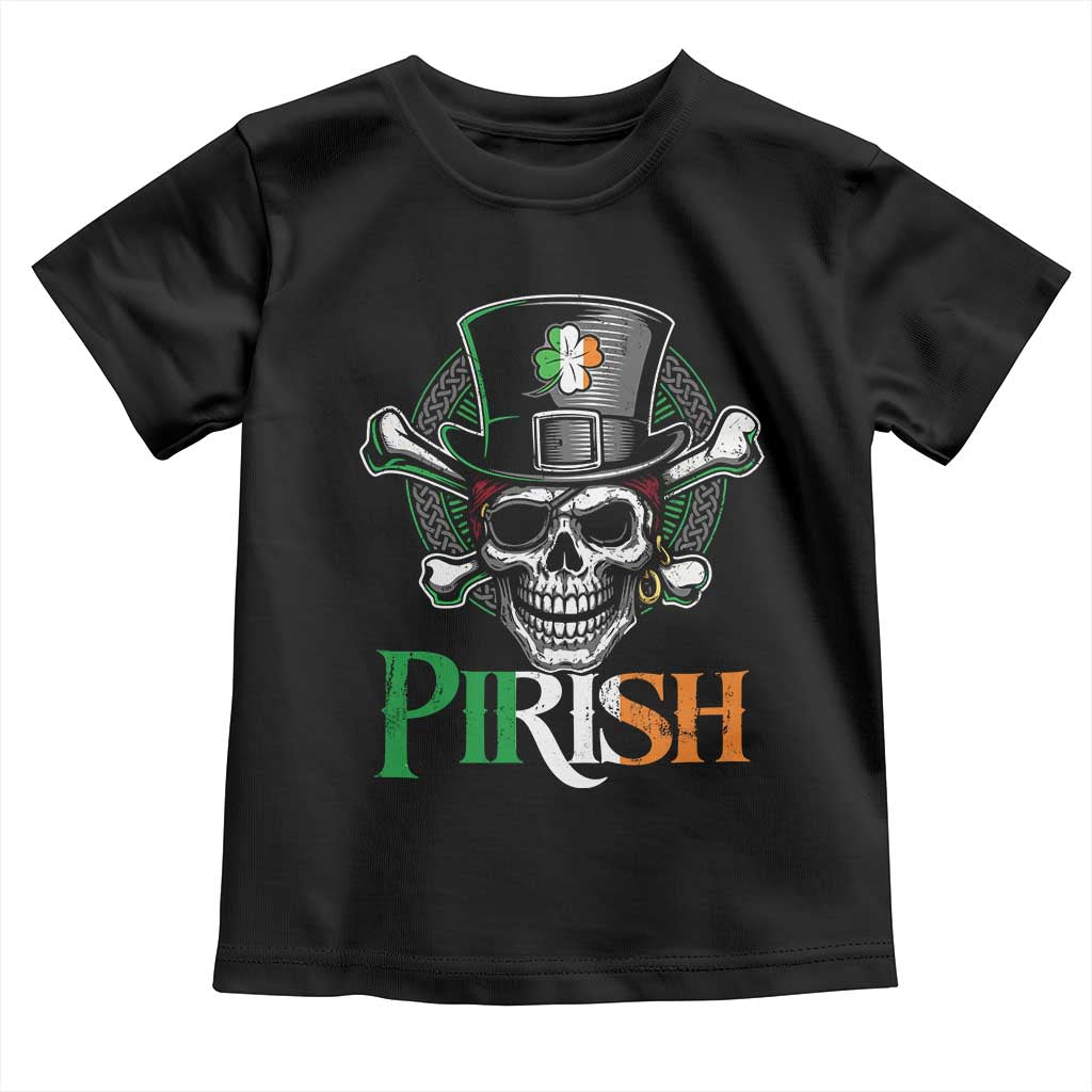 Funny St Patricks Day Pirate Toddler T Shirt Pirish Vintage Irish Pirate Skull