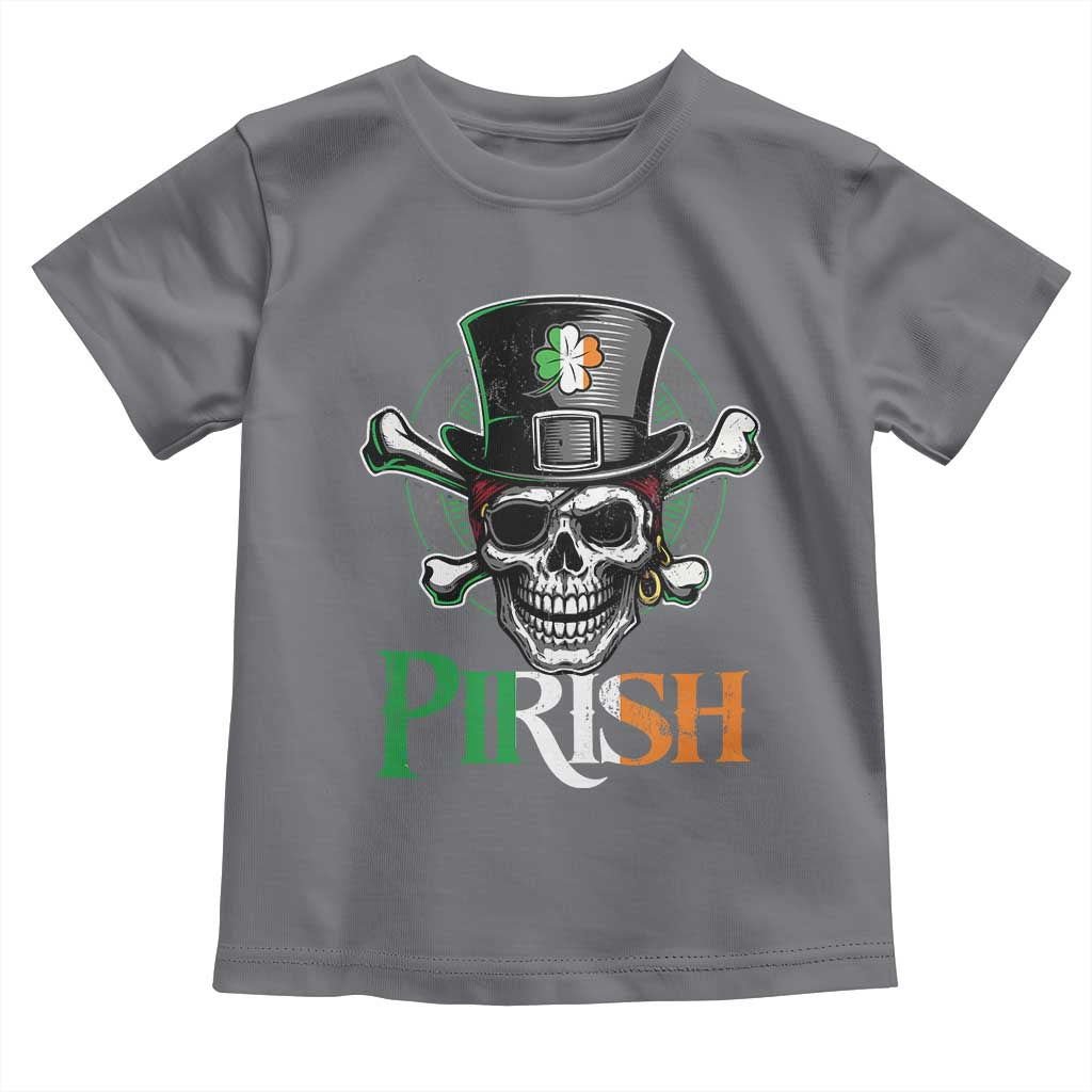 Funny St Patricks Day Pirate Toddler T Shirt Pirish Vintage Irish Pirate Skull