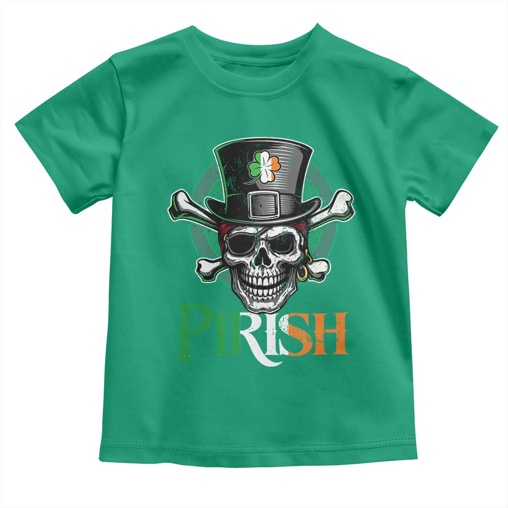 Funny St Patricks Day Pirate Toddler T Shirt Pirish Vintage Irish Pirate Skull