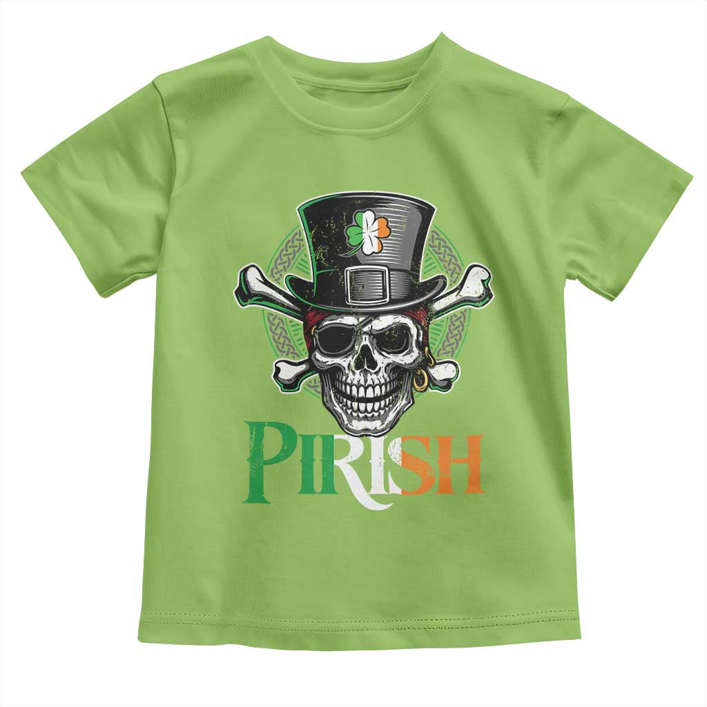 Funny St Patricks Day Pirate Toddler T Shirt Pirish Vintage Irish Pirate Skull