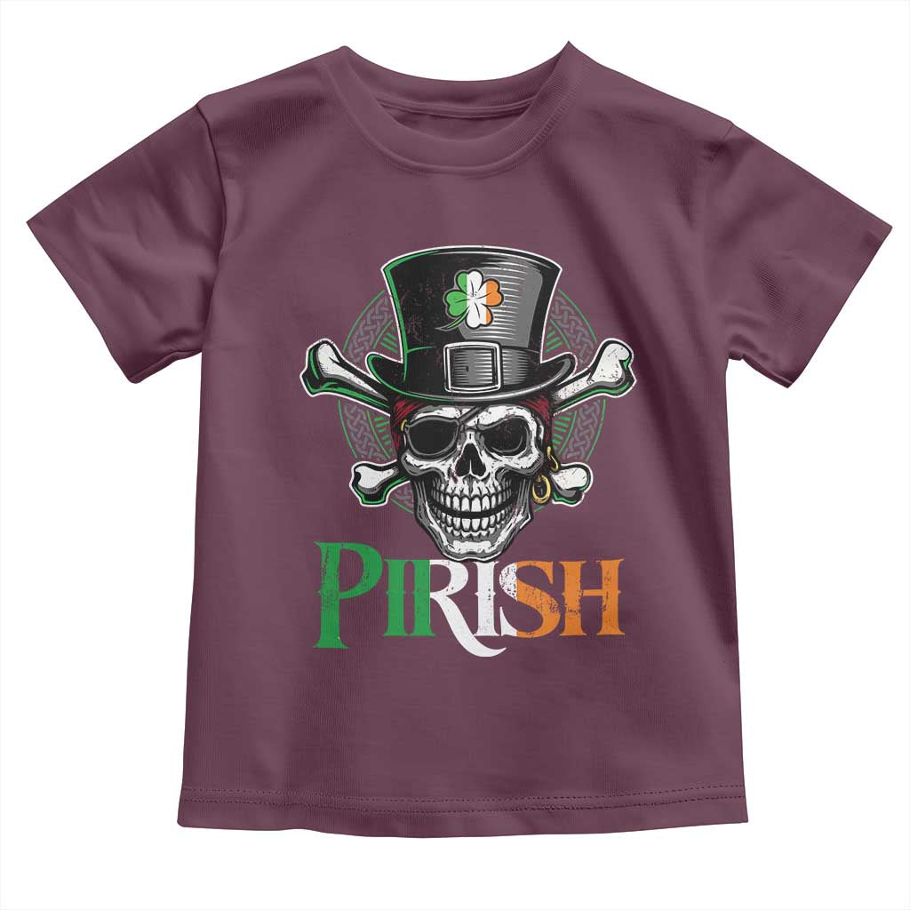 Funny St Patricks Day Pirate Toddler T Shirt Pirish Vintage Irish Pirate Skull
