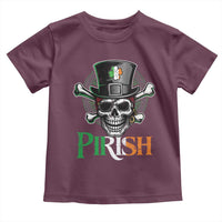 Funny St Patricks Day Pirate Toddler T Shirt Pirish Vintage Irish Pirate Skull