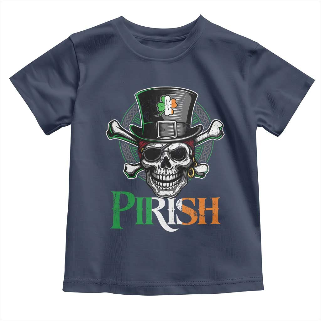 Funny St Patricks Day Pirate Toddler T Shirt Pirish Vintage Irish Pirate Skull