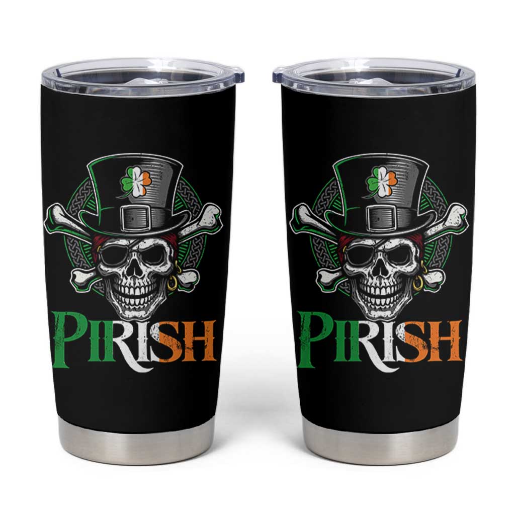Funny St Patricks Day Pirate Tumbler Cup Pirish Vintage Irish Pirate Skull