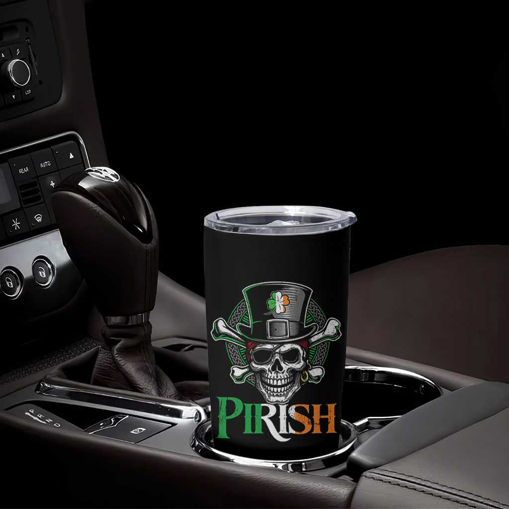 Funny St Patricks Day Pirate Tumbler Cup Pirish Vintage Irish Pirate Skull