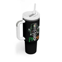 Funny St Patricks Day Pirate Tumbler With Handle Pirish Vintage Irish Pirate Skull