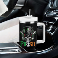 Funny St Patricks Day Pirate Tumbler With Handle Pirish Vintage Irish Pirate Skull