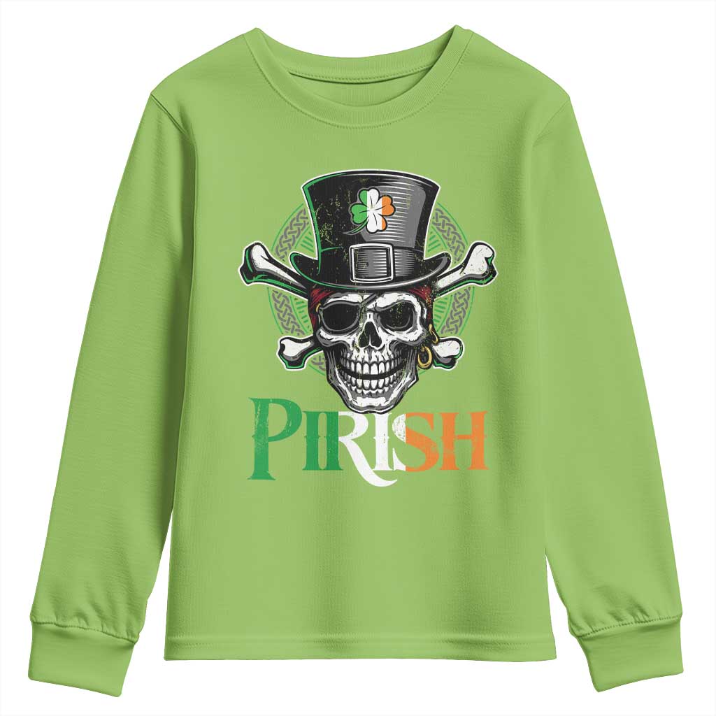 Funny St Patricks Day Pirate Youth Sweatshirt Pirish Vintage Irish Pirate Skull