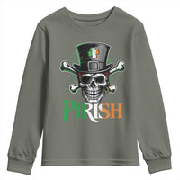Funny St Patricks Day Pirate Youth Sweatshirt Pirish Vintage Irish Pirate Skull