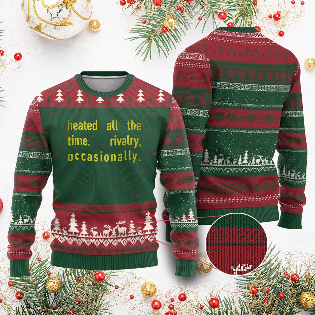Funny Heated All The Time Rivalry Occasionally Ugly Christmas Sweater LGBT Ice Hockey