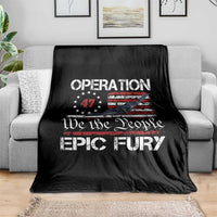 Operation Epic Fury Throw Blanket Military Bomber Stealth Jet Vintage American Flag