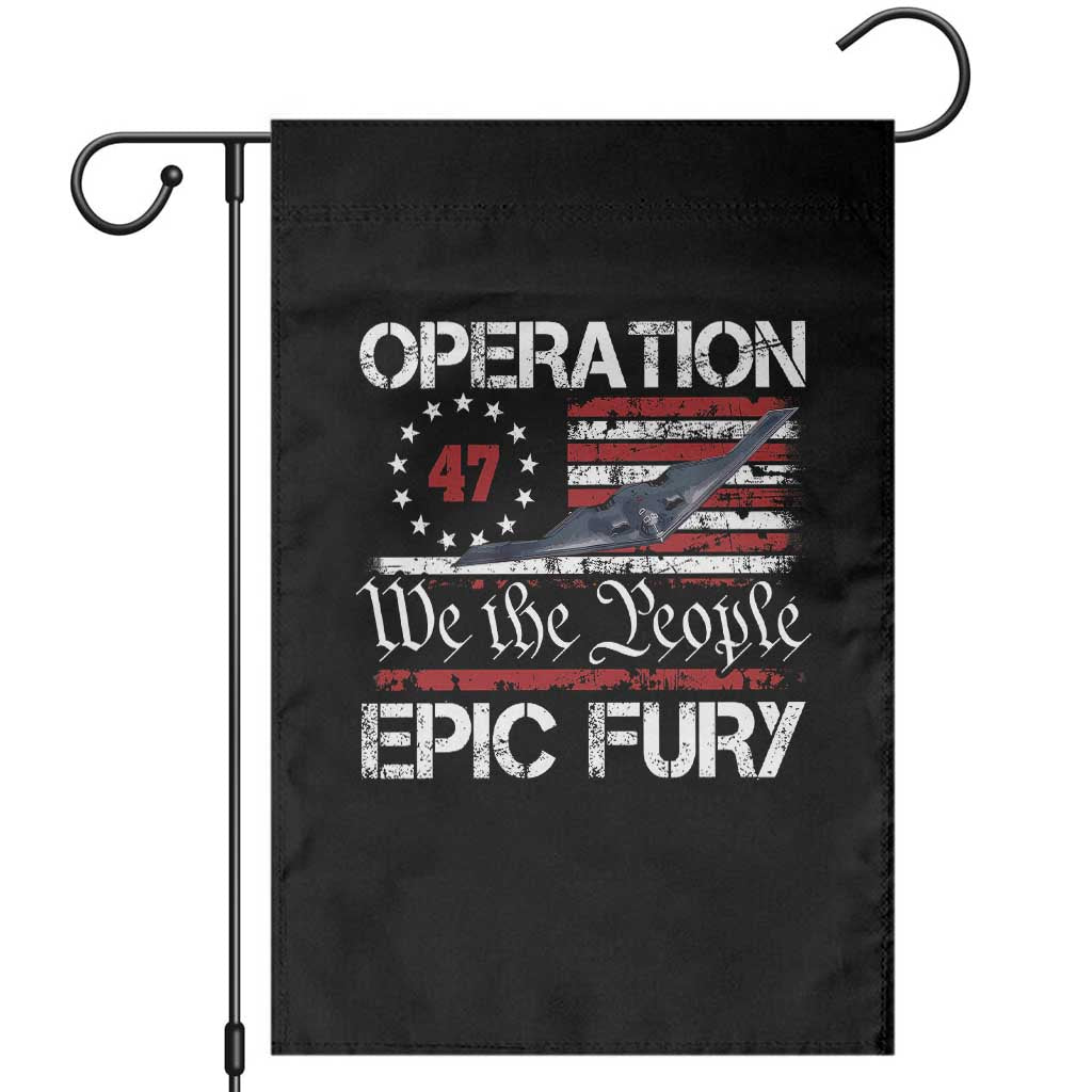 Operation Epic Fury Garden Flag Military Bomber Stealth Jet Vintage American Flag