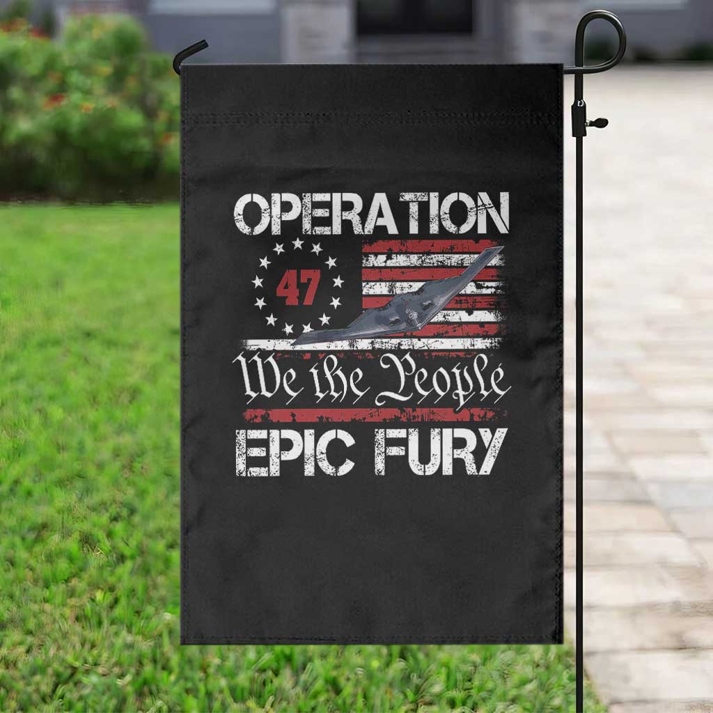 Operation Epic Fury Garden Flag Military Bomber Stealth Jet Vintage American Flag