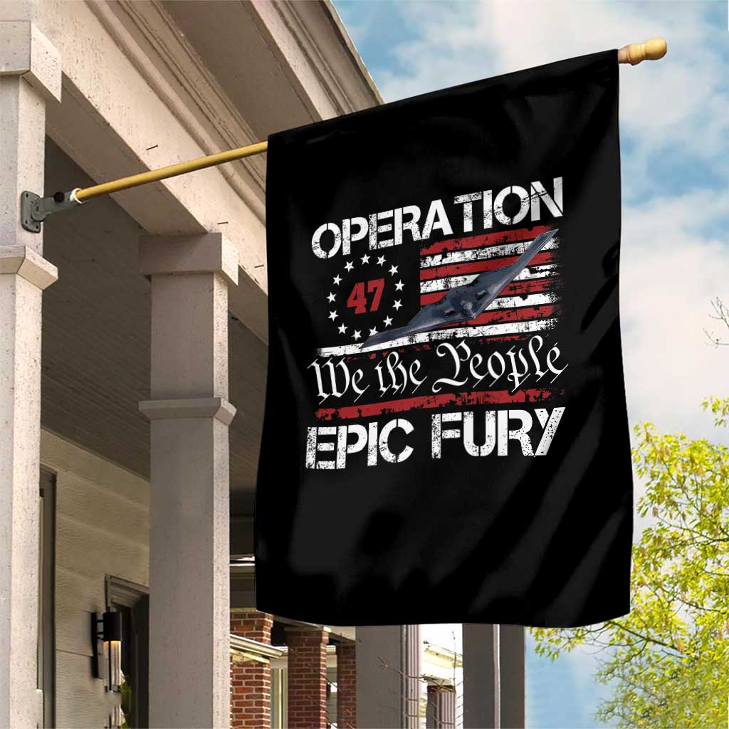 Operation Epic Fury Garden Flag Military Bomber Stealth Jet Vintage American Flag