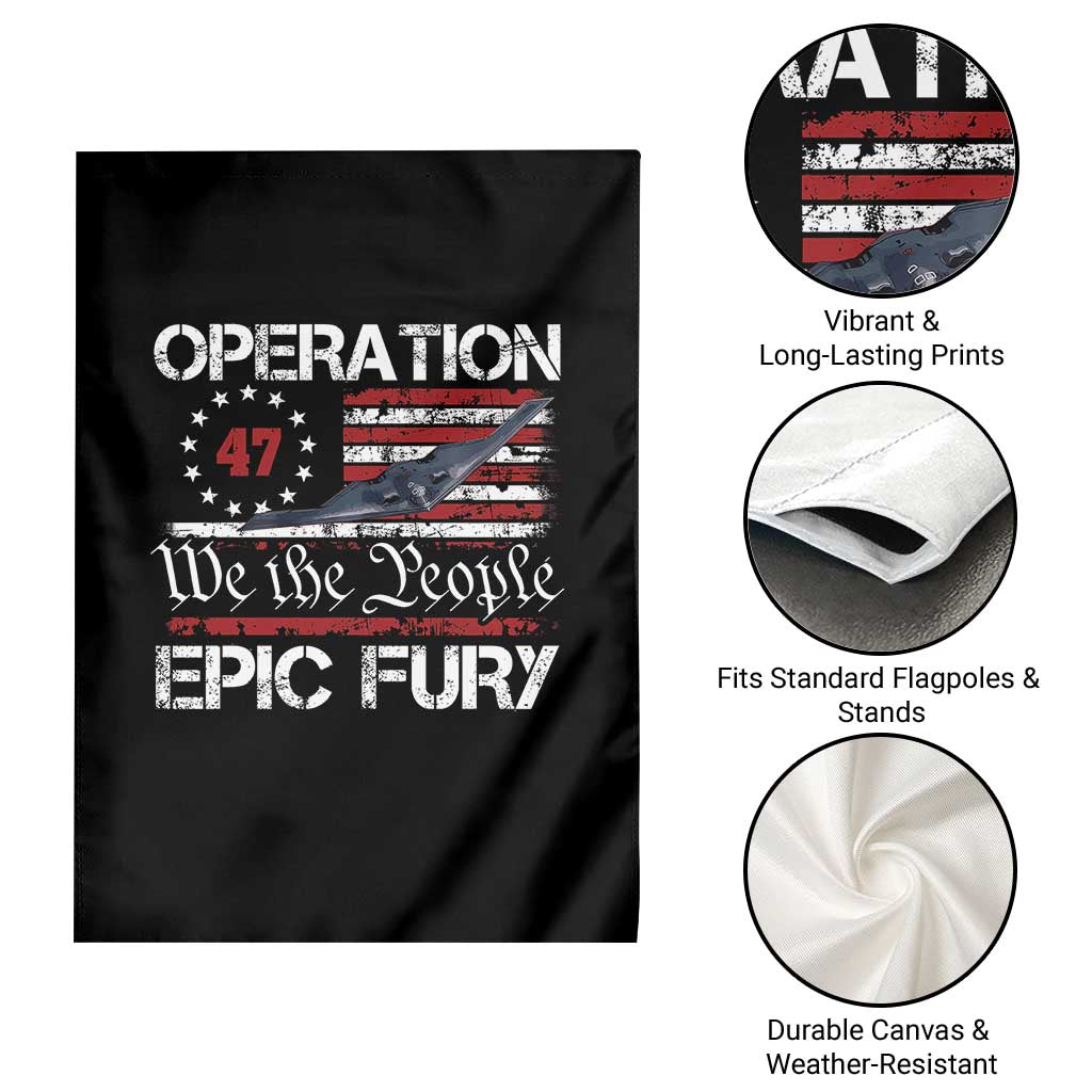 Operation Epic Fury Garden Flag Military Bomber Stealth Jet Vintage American Flag