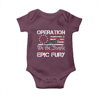 Operation Epic Fury Baby Onesie Military Bomber Stealth Jet Vintage American Flag