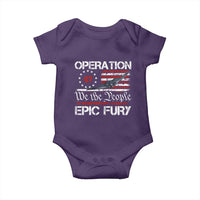 Operation Epic Fury Baby Onesie Military Bomber Stealth Jet Vintage American Flag