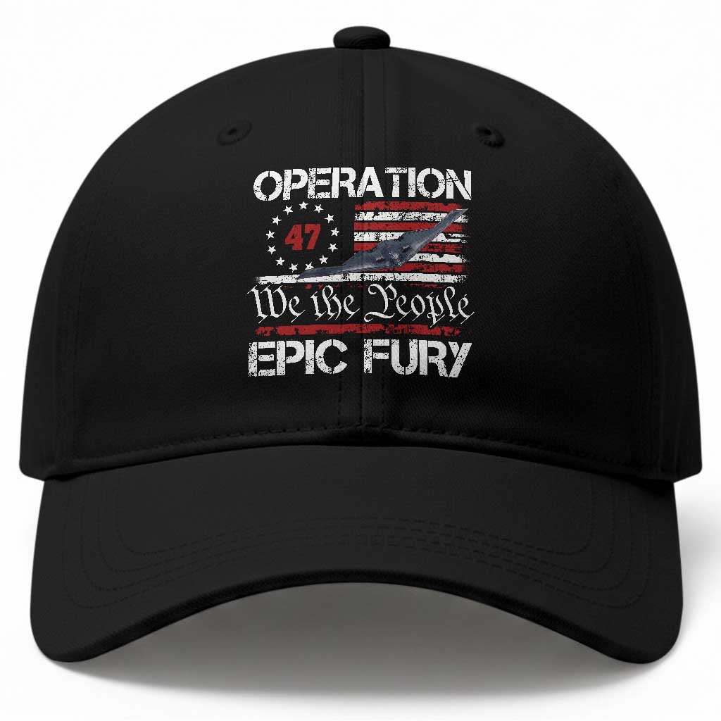 Operation Epic Fury Baseball Cap Military Bomber Stealth Jet Vintage American Flag
