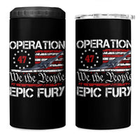 Operation Epic Fury 4 in 1 Can Cooler Tumbler Military Bomber Stealth Jet Vintage American Flag