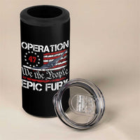 Operation Epic Fury 4 in 1 Can Cooler Tumbler Military Bomber Stealth Jet Vintage American Flag