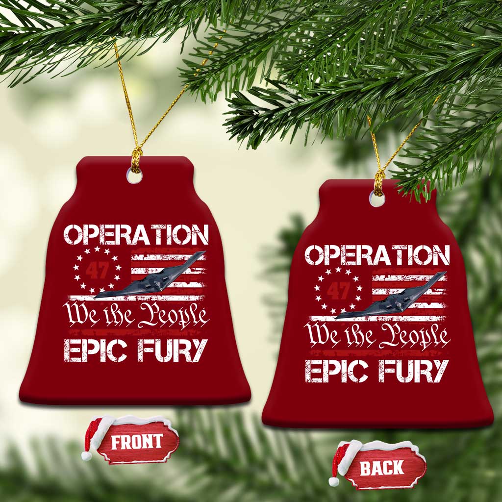 Operation Epic Fury Ceramic Ornament Military Bomber Stealth Jet Vintage American Flag