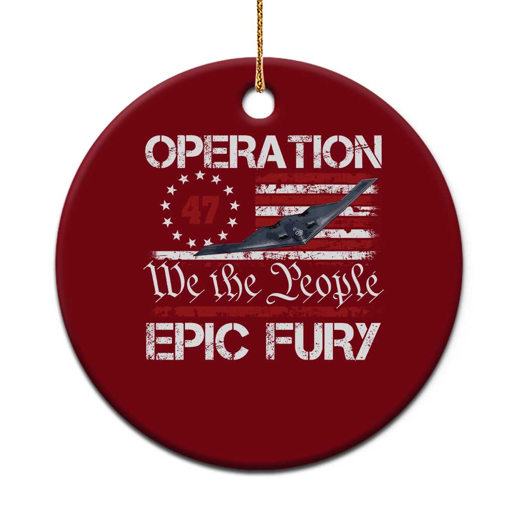 Operation Epic Fury Ceramic Ornament Military Bomber Stealth Jet Vintage American Flag