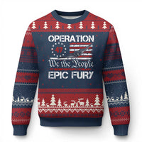 Operation Epic Fury Ugly Christmas Sweater Military Bomber Stealth Jet Vintage American Flag