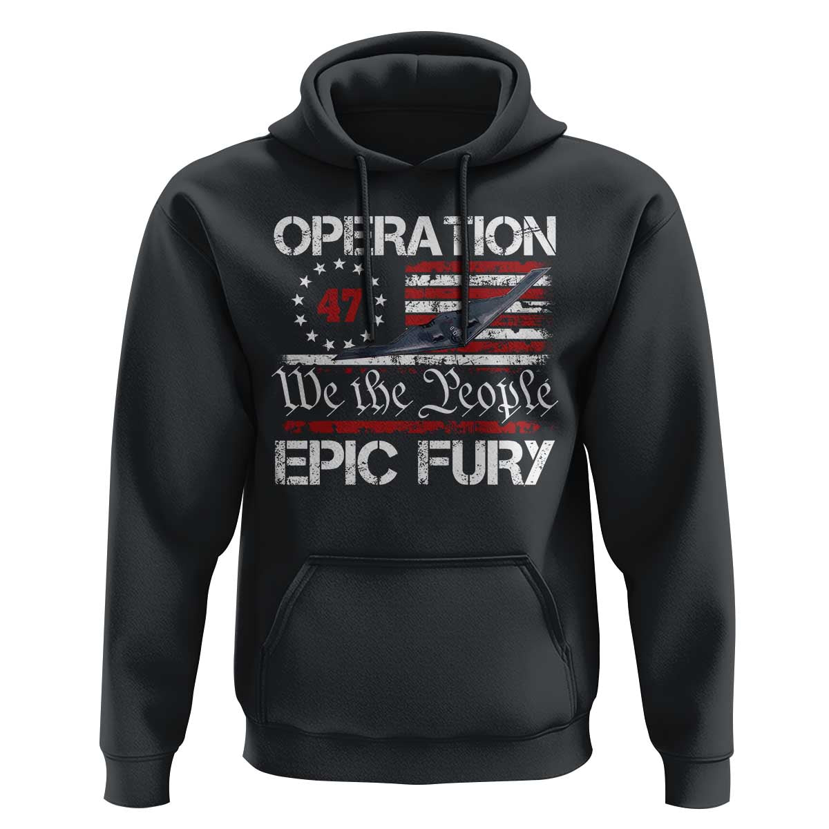 Operation Epic Fury Hoodie Military Bomber Stealth Jet Vintage American Flag