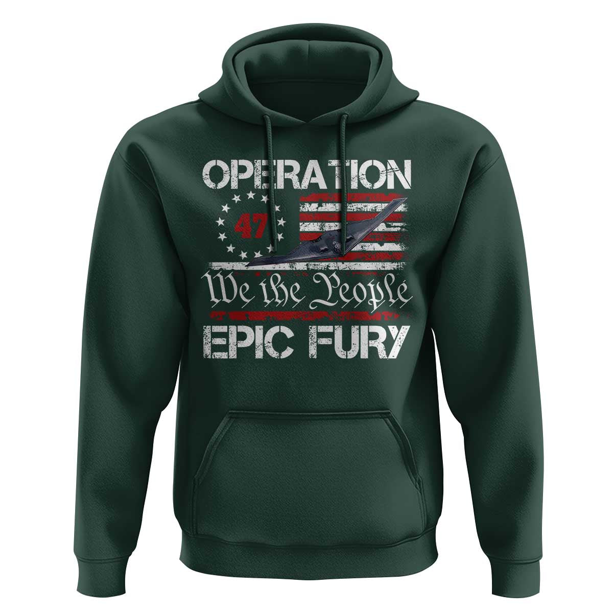 Operation Epic Fury Hoodie Military Bomber Stealth Jet Vintage American Flag