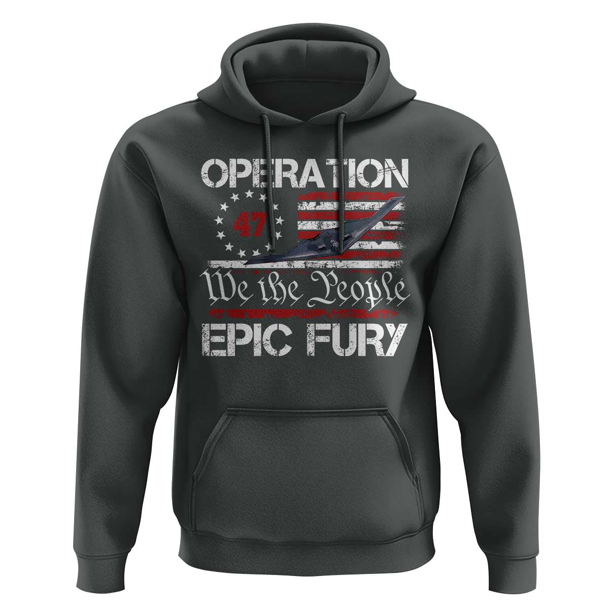 Operation Epic Fury Hoodie Military Bomber Stealth Jet Vintage American Flag