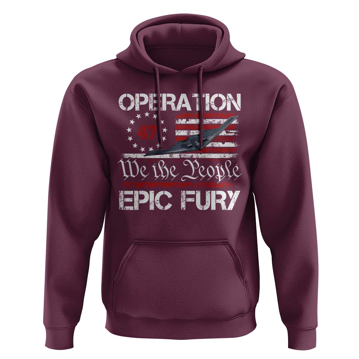 Operation Epic Fury Hoodie Military Bomber Stealth Jet Vintage American Flag