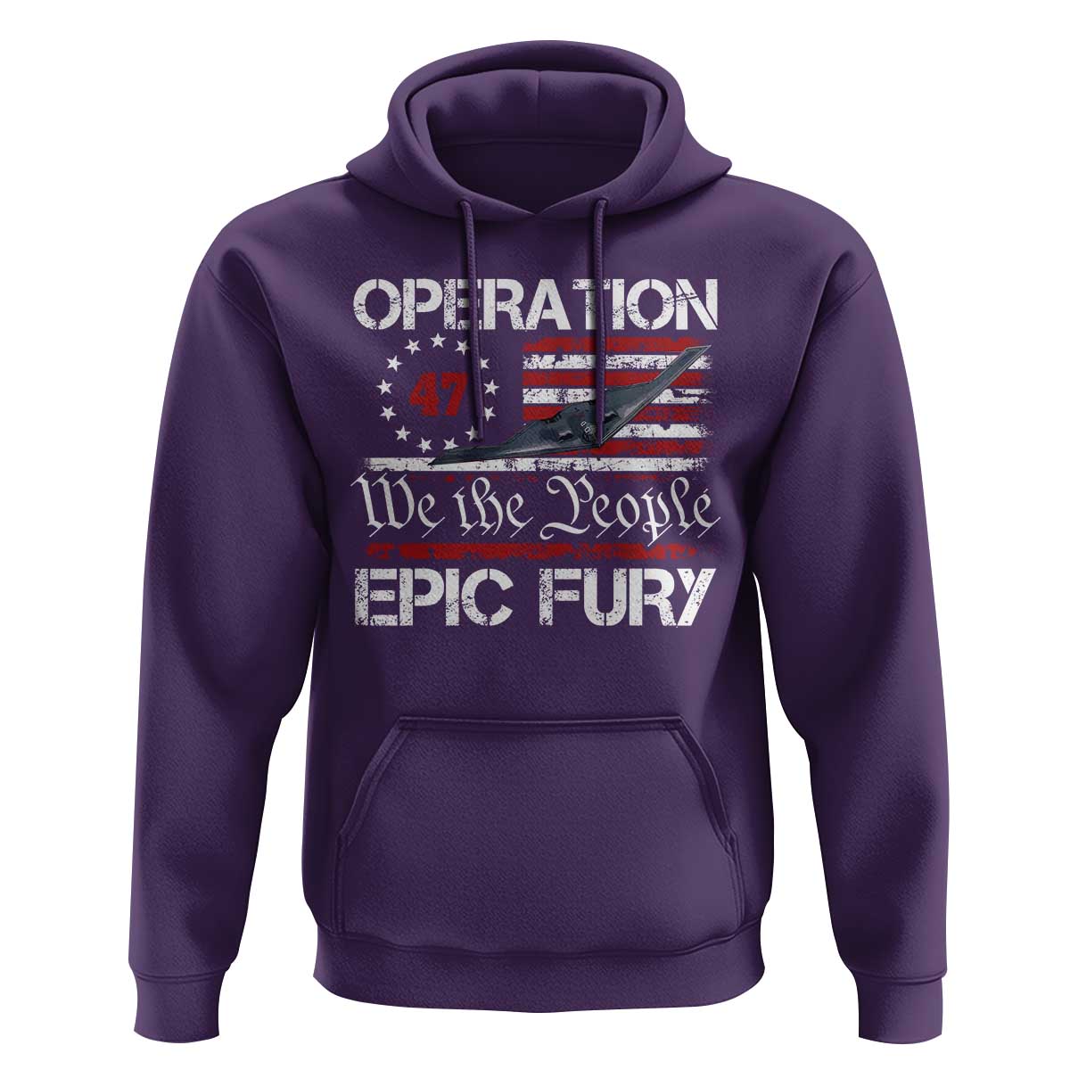 Operation Epic Fury Hoodie Military Bomber Stealth Jet Vintage American Flag