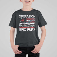 Operation Epic Fury T Shirt For Kid Military Bomber Stealth Jet Vintage American Flag
