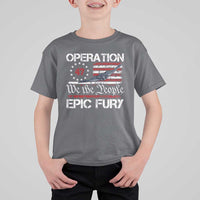 Operation Epic Fury T Shirt For Kid Military Bomber Stealth Jet Vintage American Flag