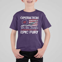Operation Epic Fury T Shirt For Kid Military Bomber Stealth Jet Vintage American Flag