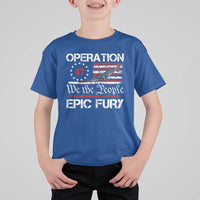 Operation Epic Fury T Shirt For Kid Military Bomber Stealth Jet Vintage American Flag