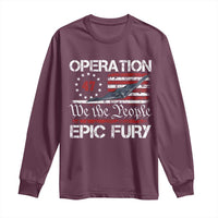 Operation Epic Fury Long Sleeve Shirt Military Bomber Stealth Jet Vintage American Flag