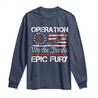 Operation Epic Fury Long Sleeve Shirt Military Bomber Stealth Jet Vintage American Flag