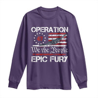 Operation Epic Fury Long Sleeve Shirt Military Bomber Stealth Jet Vintage American Flag