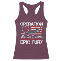 Operation Epic Fury Racerback Tank Top Military Bomber Stealth Jet Vintage American Flag