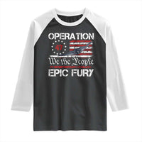 Operation Epic Fury Raglan Shirt Military Bomber Stealth Jet Vintage American Flag